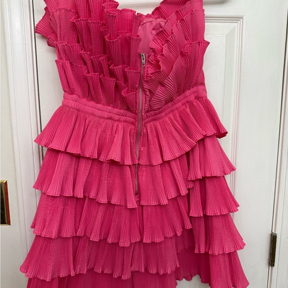 Strapless Pink Ruffled Dress - Picture 2 of 2